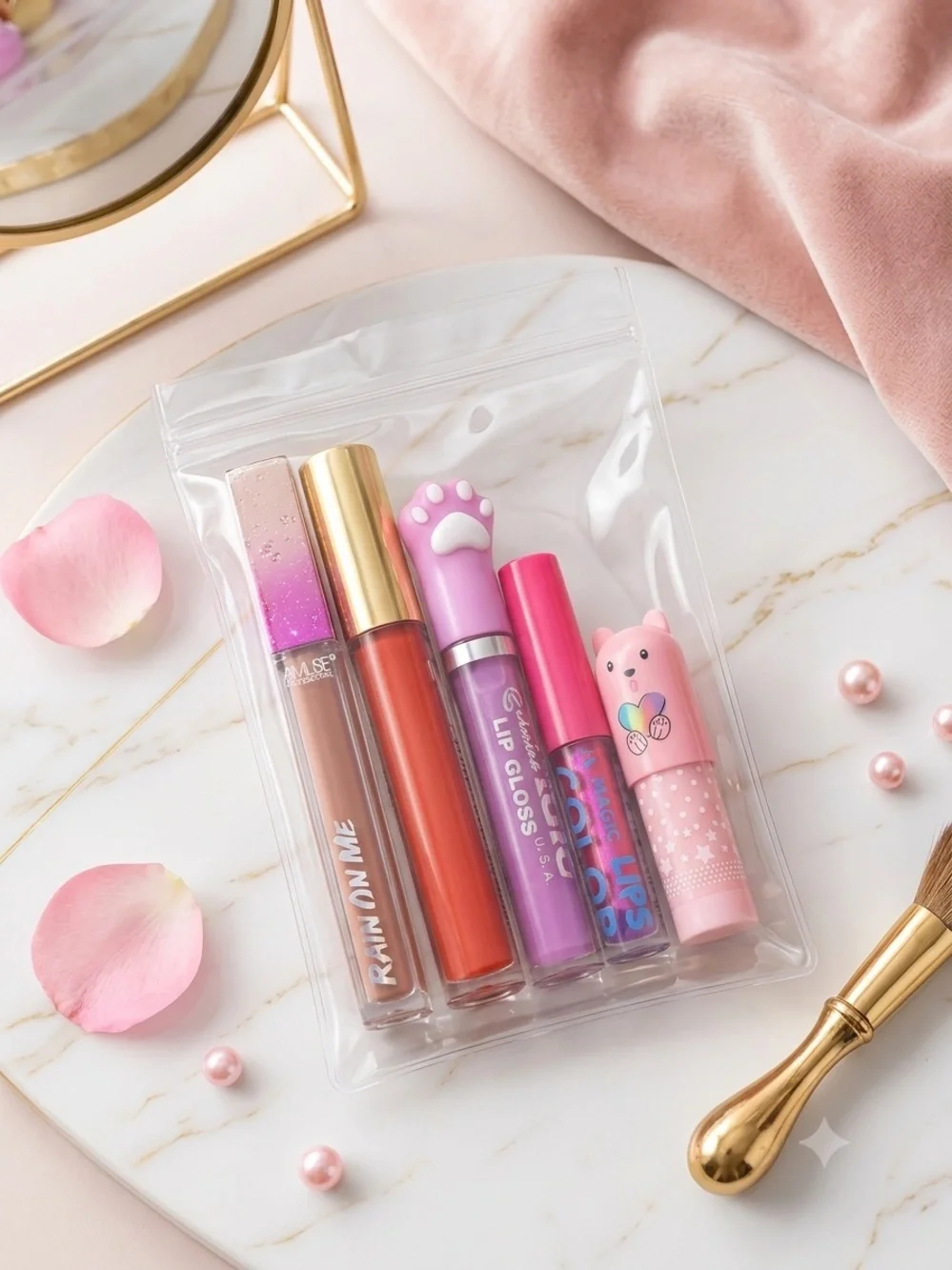 Assorted Pink & Purple Lip Gloss Set - Hydrating Shine Duo